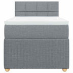 Boxspringbett mit Matratze Hellgrau 90x200 cm Stoff