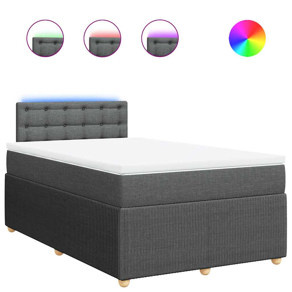 Boxspringbett mit Matratze Dunkelgrau 120x200 cm Stoff