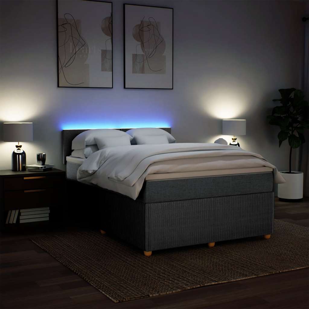 Boxspringbett mit Matratze Hellgrau 140x190 cm Stoff