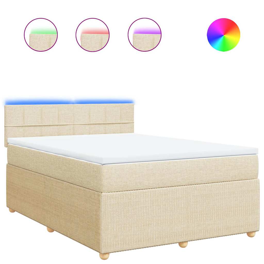 Boxspringbett mit Matratze Creme 140x190 cm Stoff