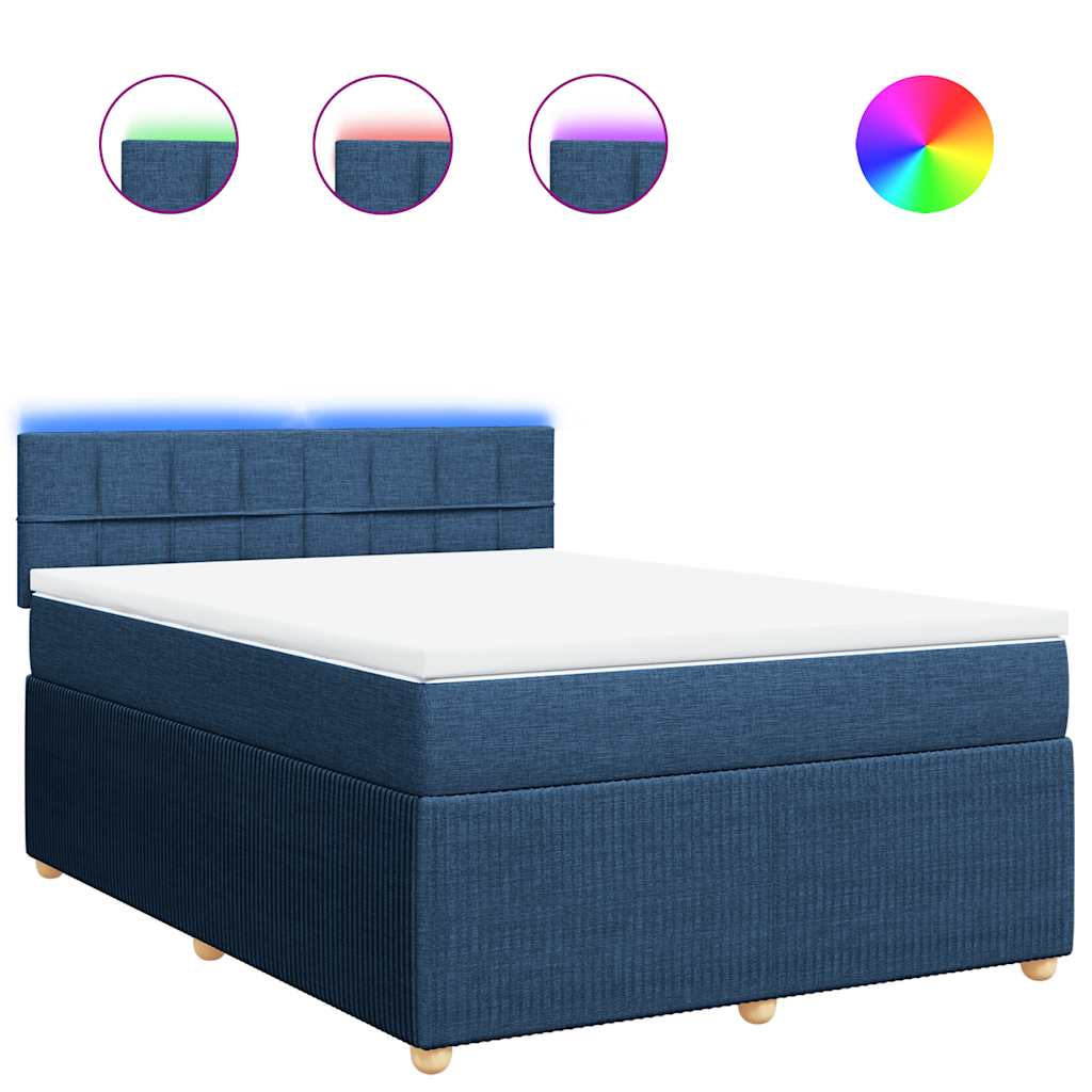 Boxspringbett mit Matratze Blau 140x190 cm Stoff