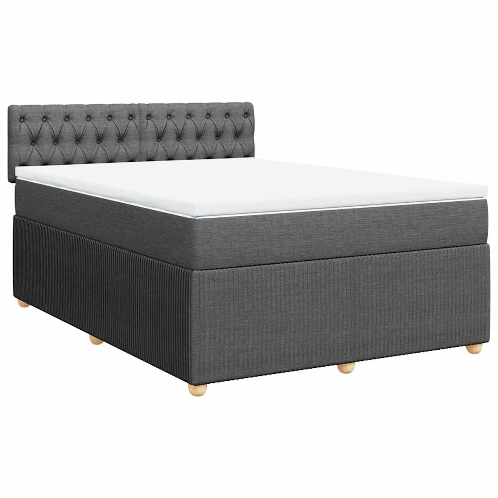 Boxspringbett mit Matratze Dunkelgrau 140x190 cm Stoff