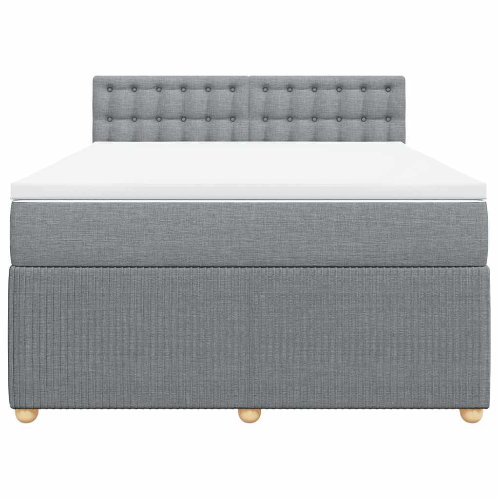 Boxspringbett mit Matratze Hellgrau 140x190 cm Stoff