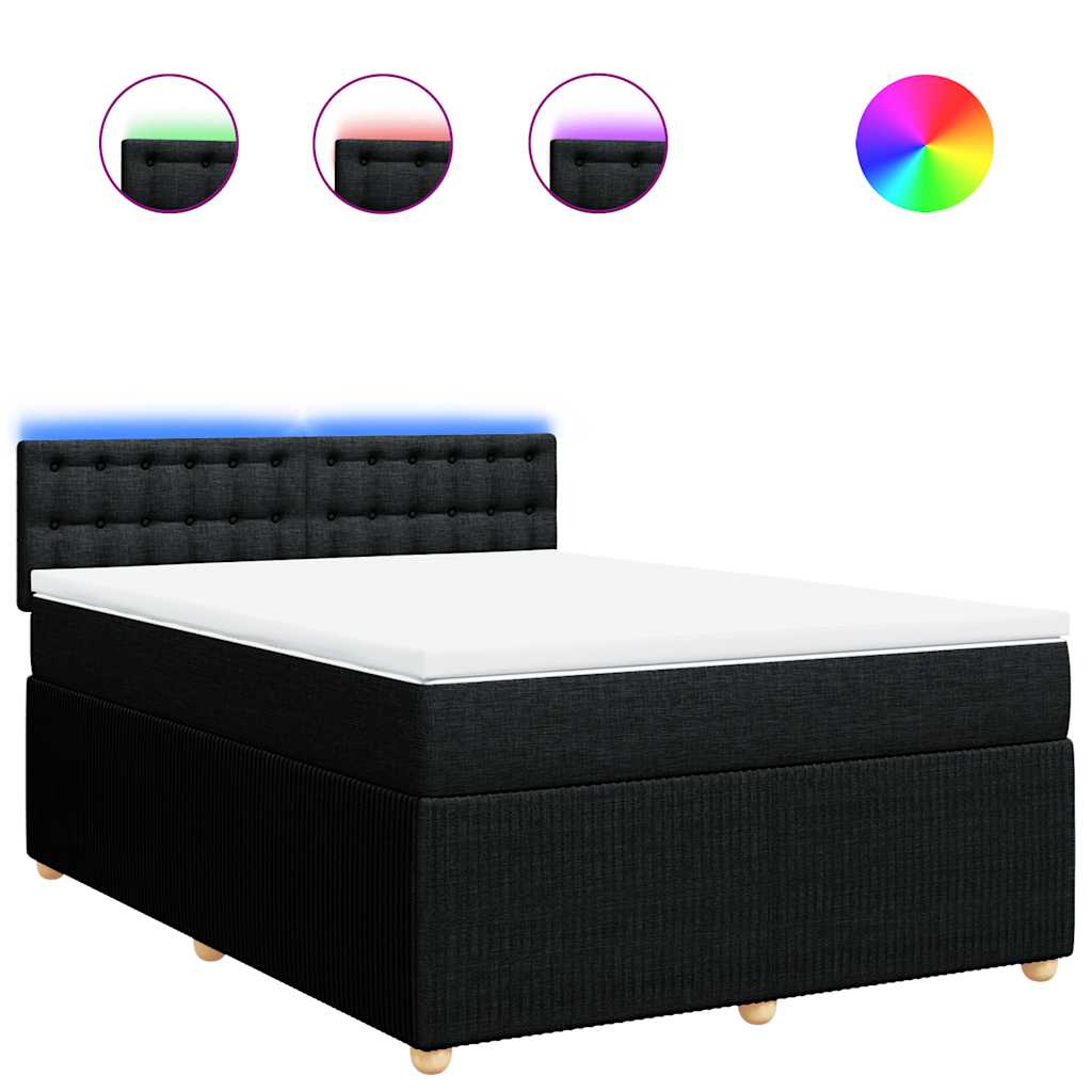 Boxspringbett mit Matratze Schwarz 140x190 cm Stoff