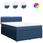 Boxspringbett mit Matratze Blau 140x190 cm Stoff