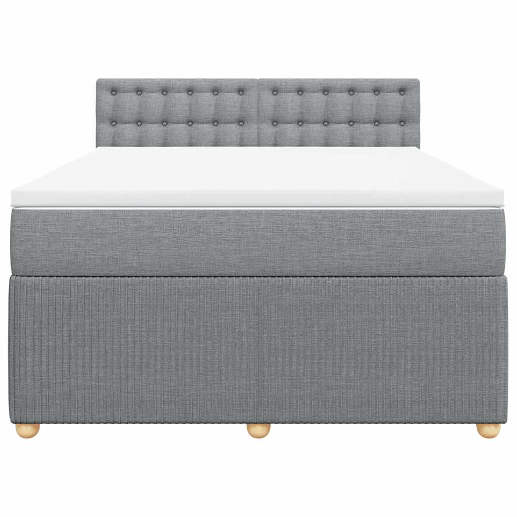 Boxspringbett mit Matratze Hellgrau 140x200 cm Stoff