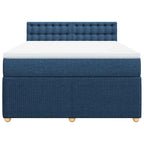 Boxspringbett mit Matratze Blau 140x200 cm Stoff