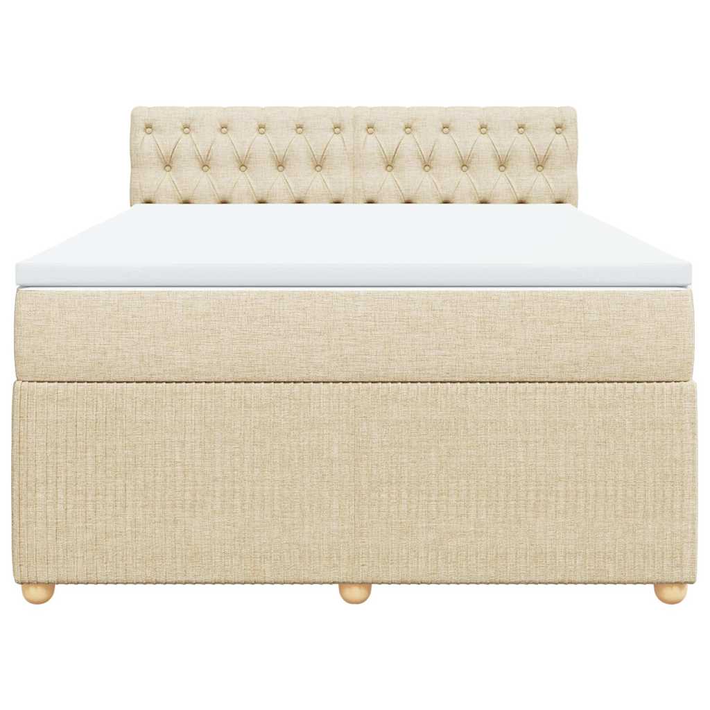 Boxspringbett mit Matratze Creme 160x200 cm Stoff