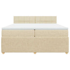 Boxspringbett mit Matratze Creme 200x200 cm Stoff