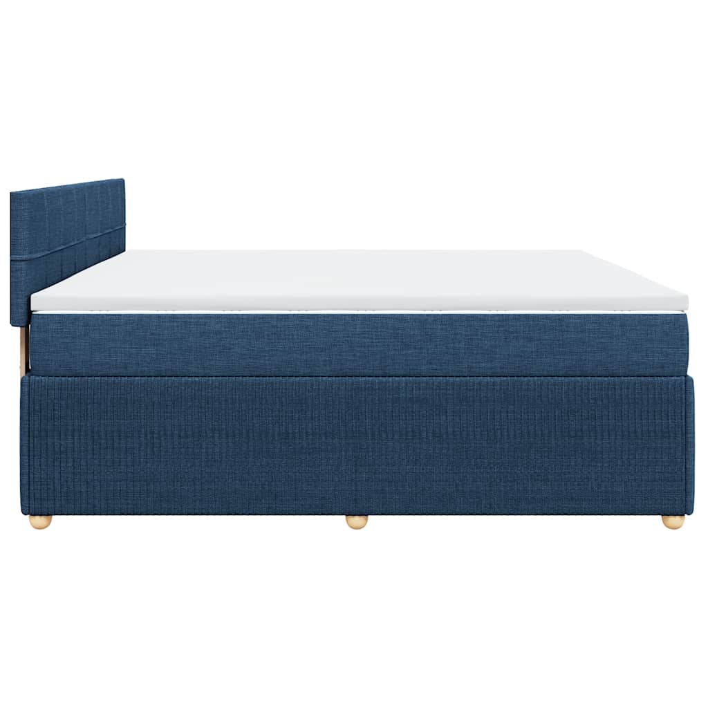 Boxspringbett mit Matratze Blau 200x200 cm Stoff