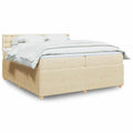 Boxspringbett mit Matratze Creme 200x200 cm Stoff