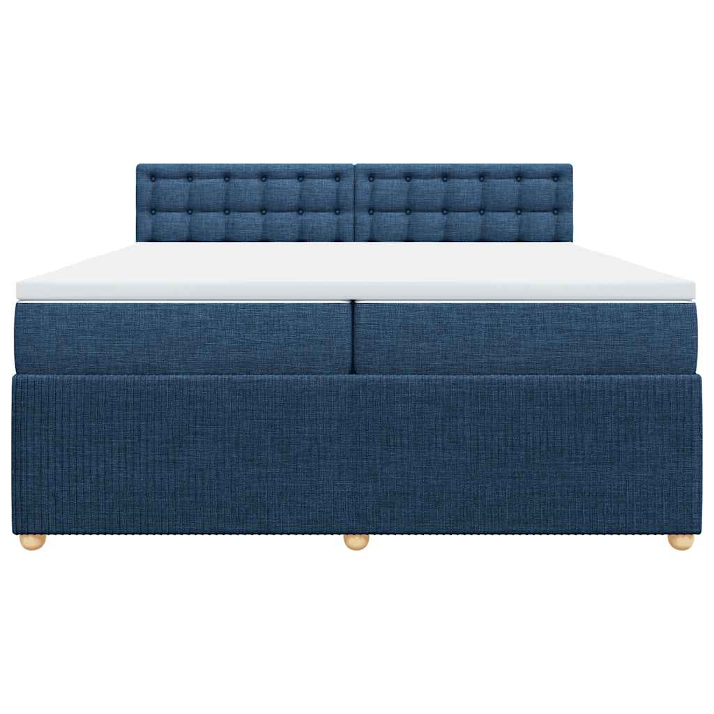 Boxspringbett mit Matratze Blau 200x200 cm Stoff