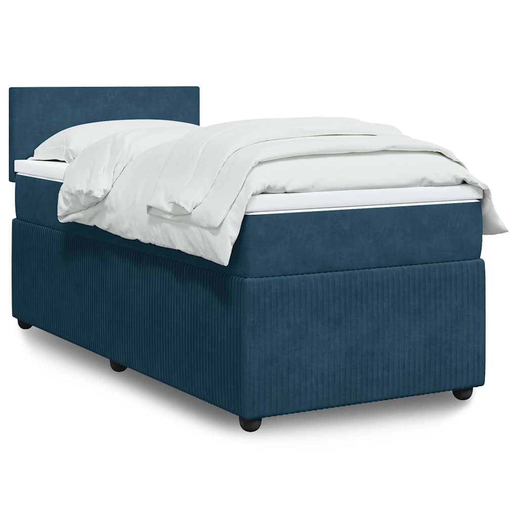 Boxspringbett mit Matratze Blau 80x200 cm Samt