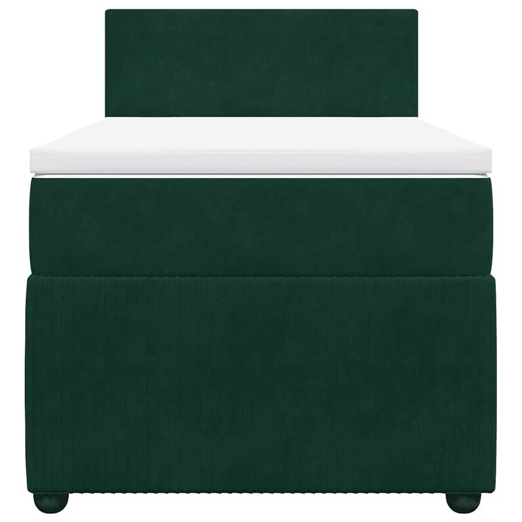 Boxspringbett mit Matratze Dunkelgrün 90x190 cm Samt