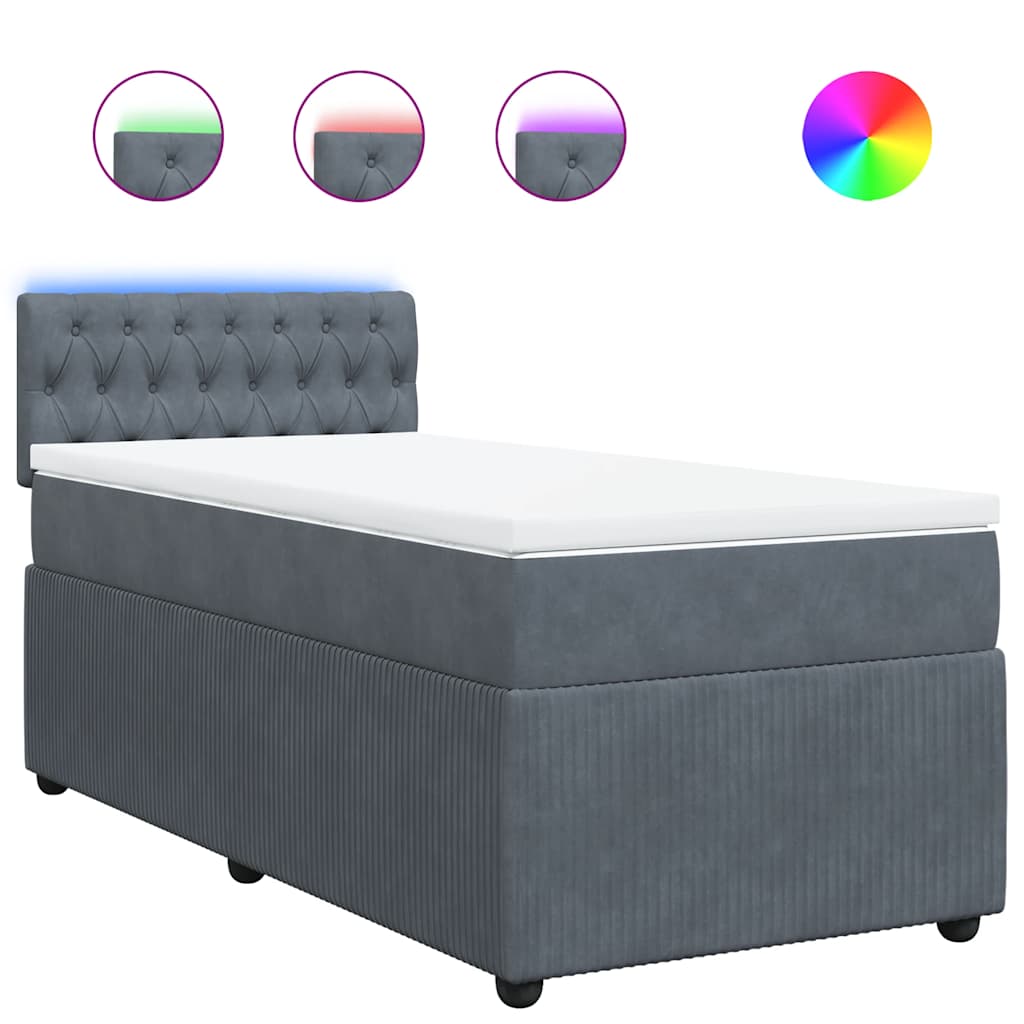 Boxspringbett mit Matratze Dunkelgrau 90x190 cm Samt