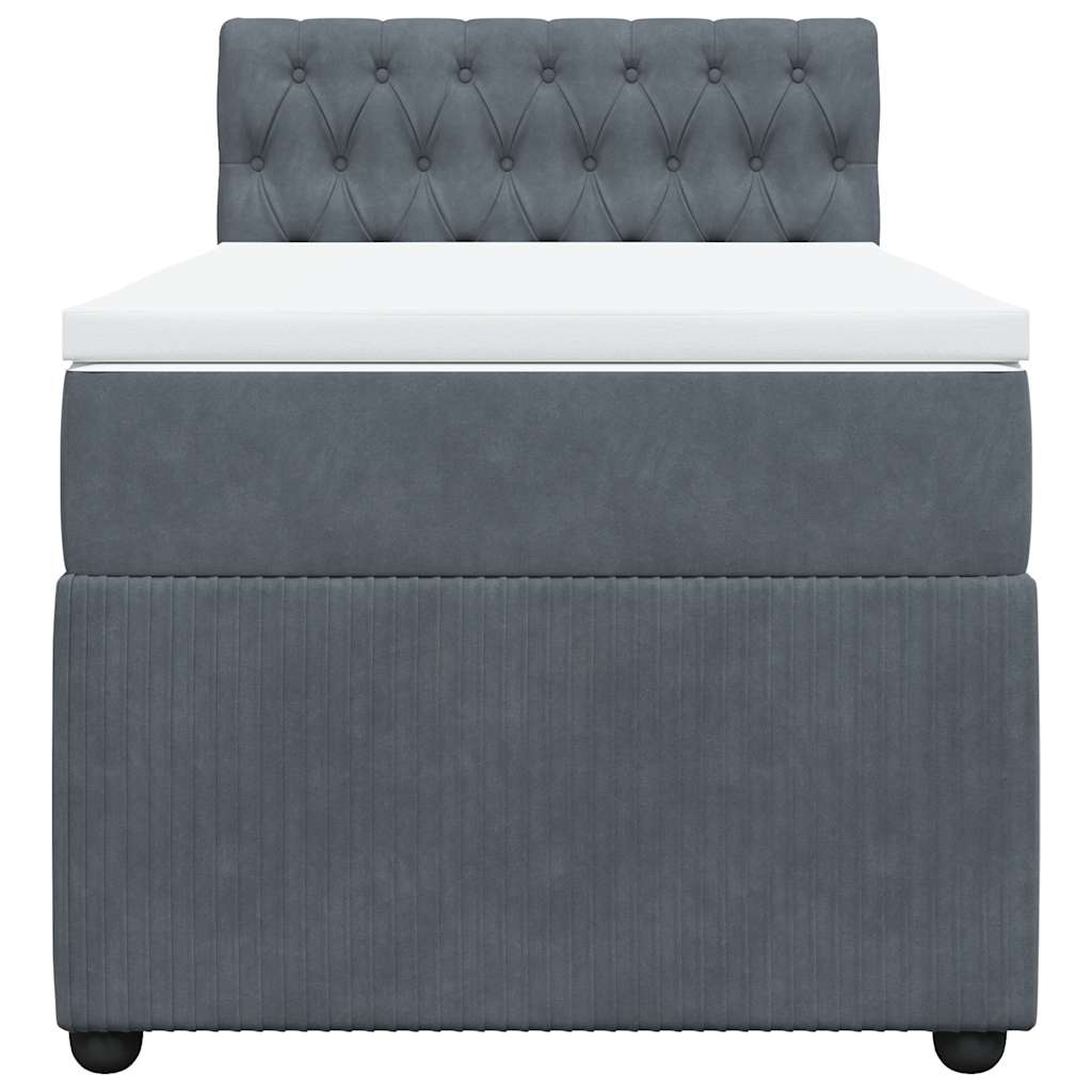 Boxspringbett mit Matratze Dunkelgrau 90x190 cm Samt