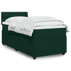 Boxspringbett mit Matratze Dunkelgrün 90x190 cm Samt