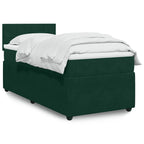 Boxspringbett mit Matratze Dunkelgrün 90x190 cm Samt