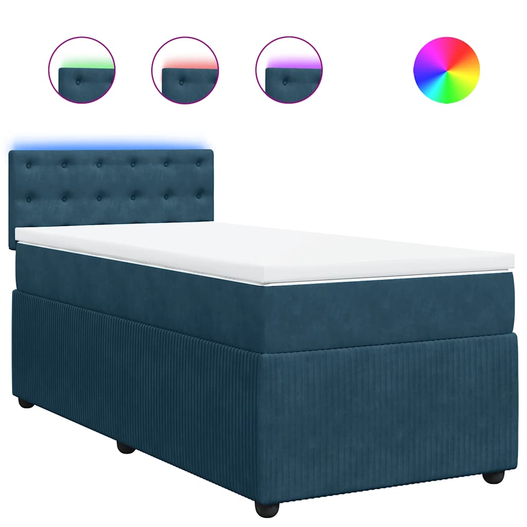 Boxspringbett mit Matratze Blau 90x200 cm Samt