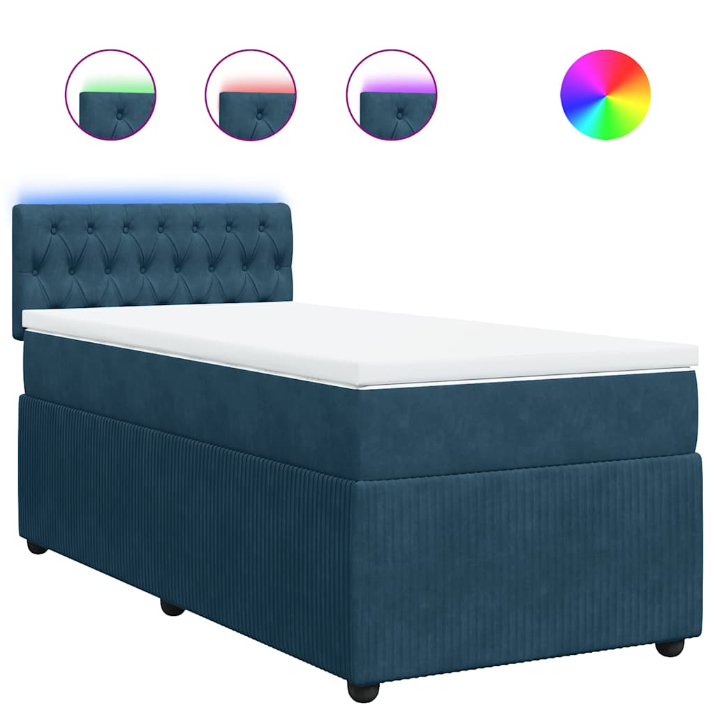 Boxspringbett mit Matratze Blau 90x200 cm Samt