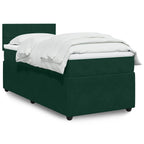 Boxspringbett mit Matratze Dunkelgrün 90x200 cm Samt