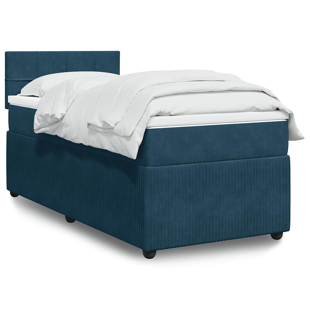 Boxspringbett mit Matratze Blau 90x200 cm Samt