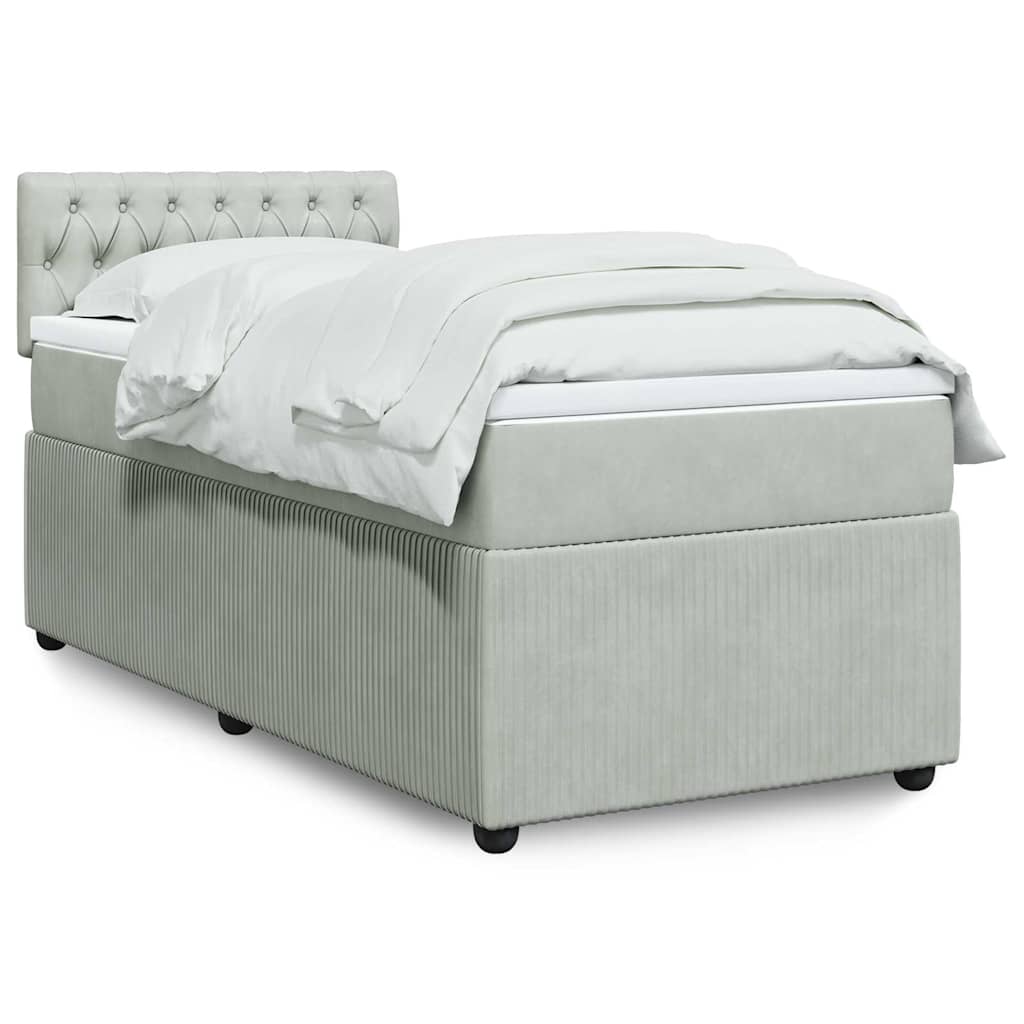 Boxspringbett mit Matratze Hellgrau 100x200 cm Samt