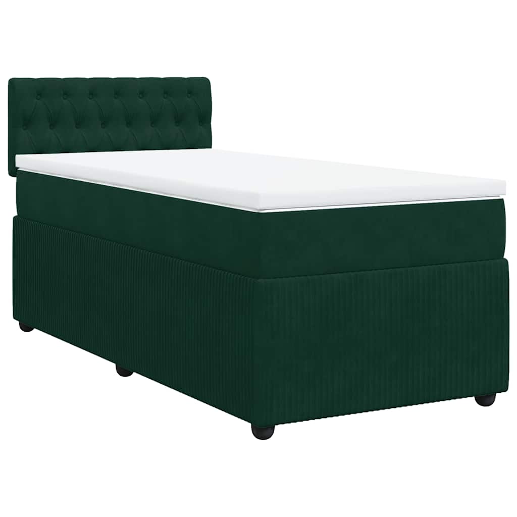 Boxspringbett mit Matratze Dunkelgrün 100x200 cm Samt