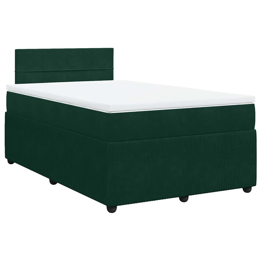 Boxspringbett mit Matratze Dunkelgrün 120x190 cm Samt