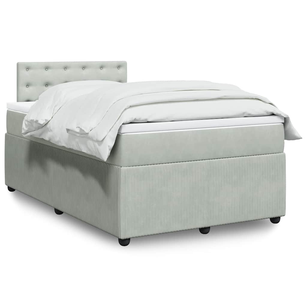 Boxspringbett mit Matratze Hellgrau 120x190 cm Samt