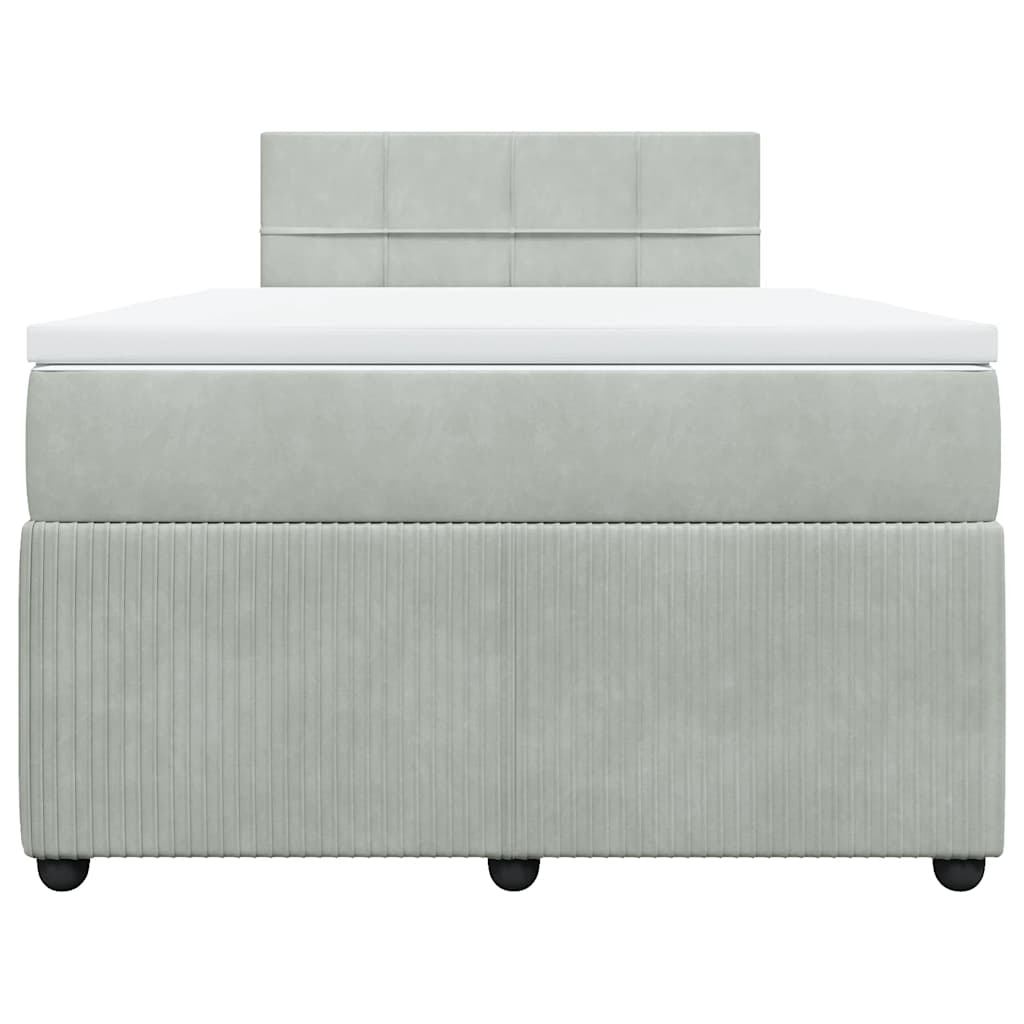 Boxspringbett mit Matratze Hellgrau 120x200 cm Samt