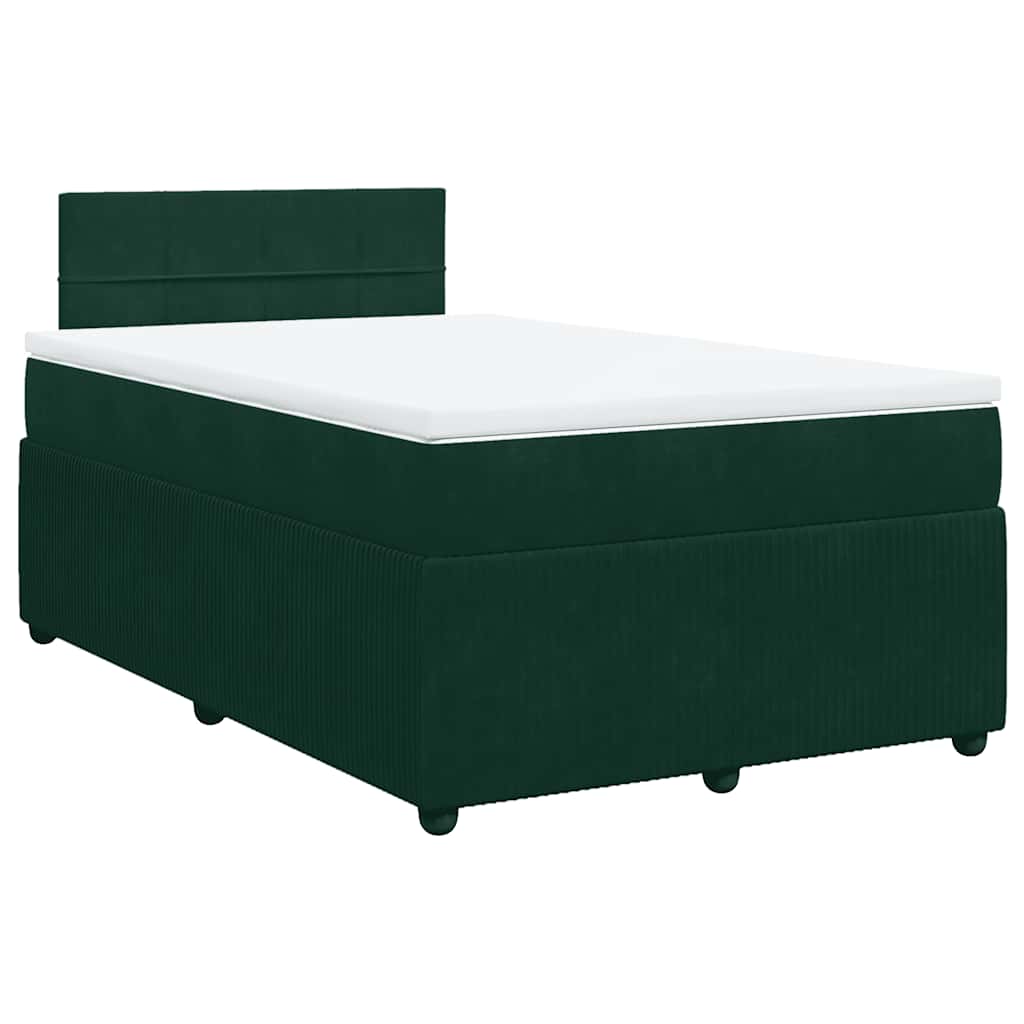 Boxspringbett mit Matratze Dunkelgrün 120x200 cm Samt