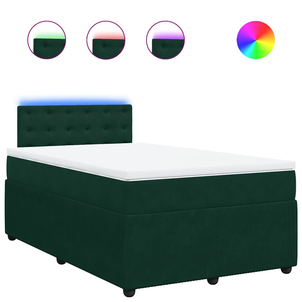 Boxspringbett mit Matratze Dunkelgrün 120x200 cm Samt