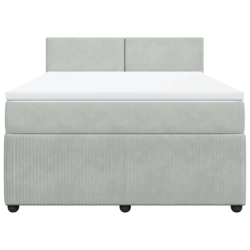 Boxspringbett mit Matratze Hellgrau 140x190 cm Samt