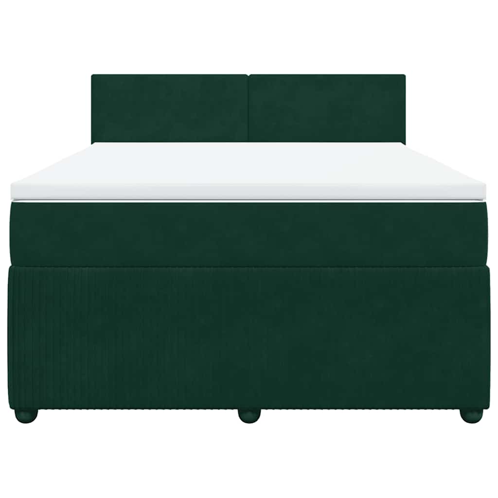 Boxspringbett mit Matratze Dunkelgrün 140x190 cm Samt