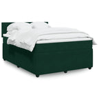 Boxspringbett mit Matratze Dunkelgrün 140x190 cm Samt