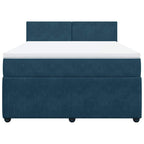 Boxspringbett mit Matratze Blau 140x190 cm Samt