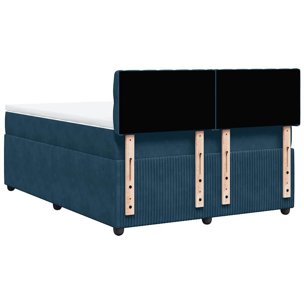 Boxspringbett mit Matratze Blau 140x190 cm Samt