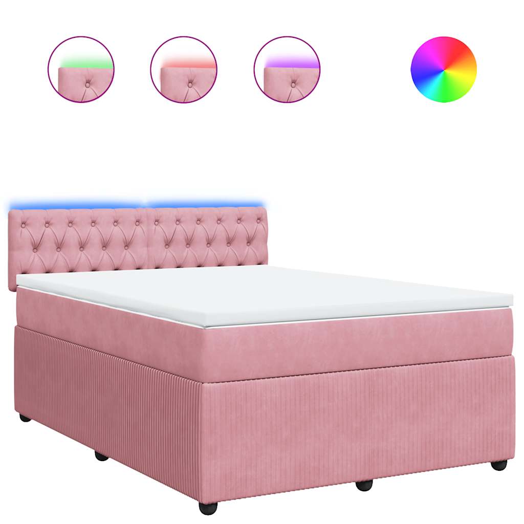Boxspringbett mit Matratze Rosa 140x190 cm Samt
