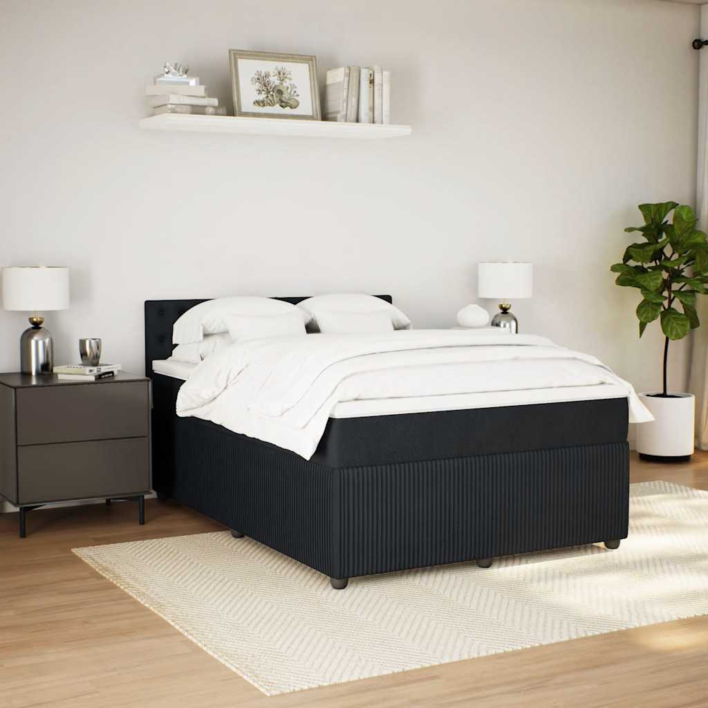 Boxspringbett mit Matratze Schwarz 140x190 cm Samt