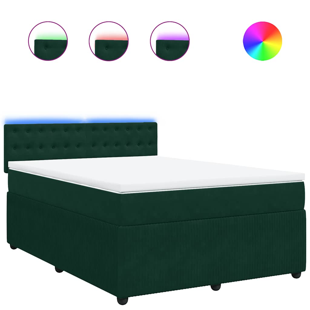 Boxspringbett mit Matratze Dunkelgrün 140x190 cm Samt