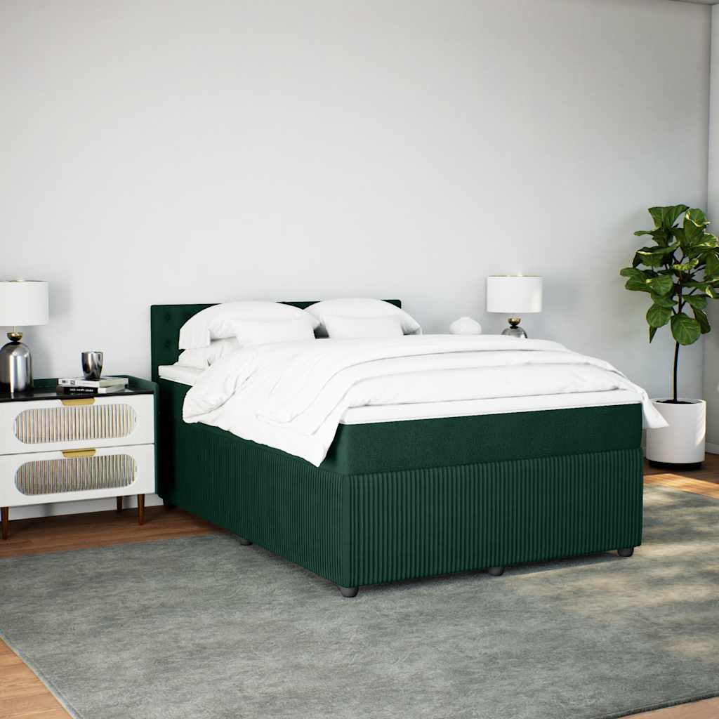 Boxspringbett mit Matratze Dunkelgrün 140x190 cm Samt