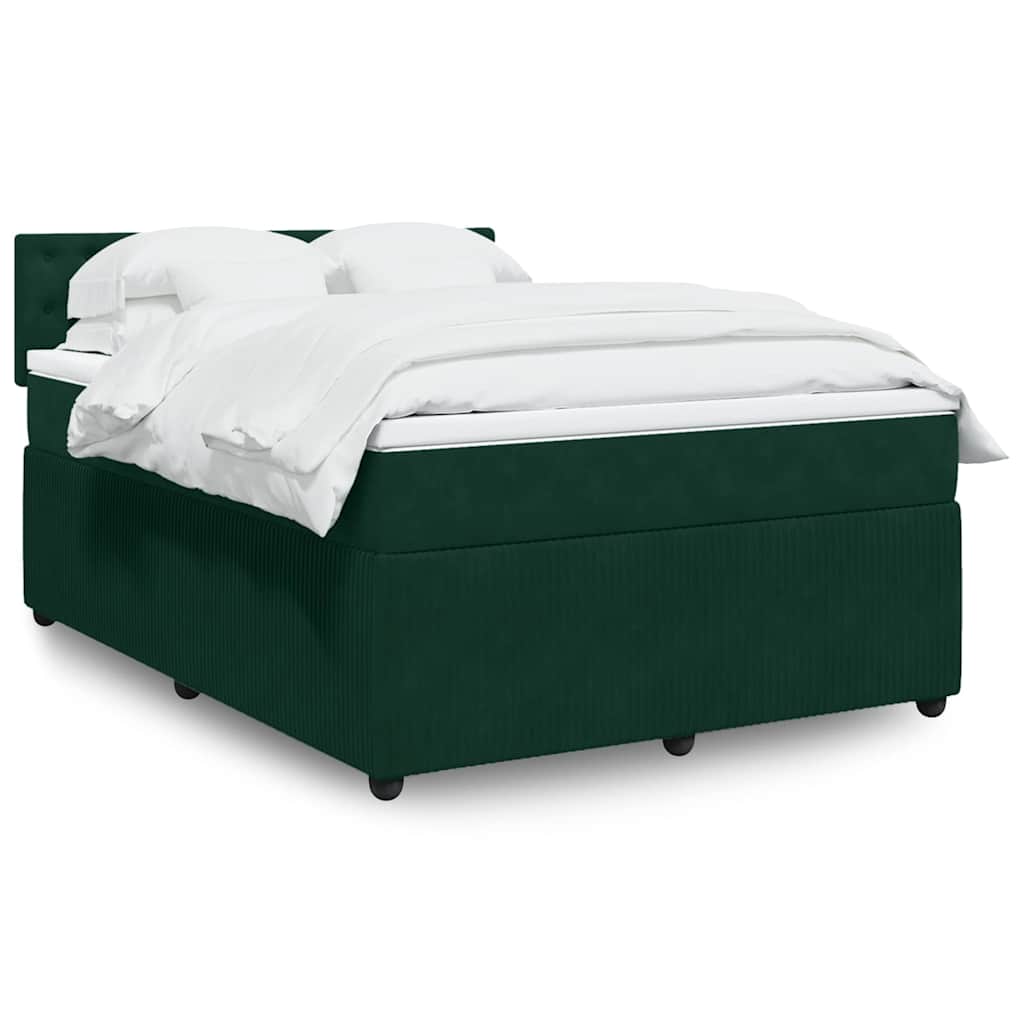 Boxspringbett mit Matratze Dunkelgrün 140x190 cm Samt
