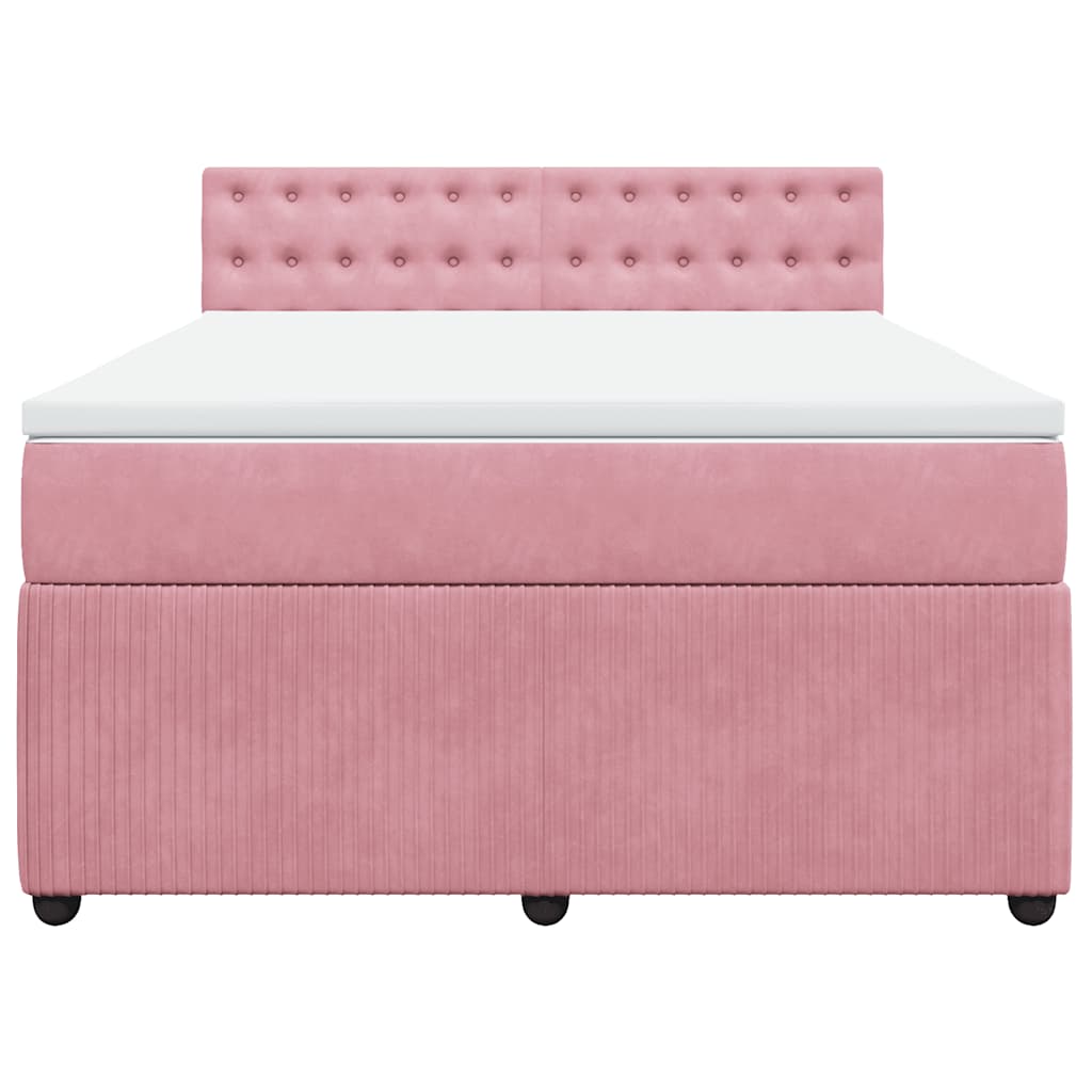 Boxspringbett mit Matratze Rosa 140x190 cm Samt