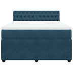 Boxspringbett mit Matratze Blau 140x200 cm Samt