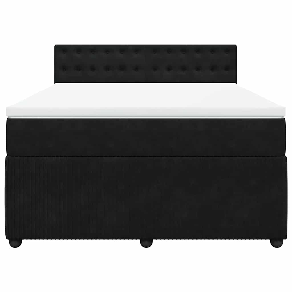 Boxspringbett mit Matratze Schwarz 140x200 cm Samt