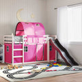 Etagenbett mit Rutsche und Gardinen Rosa 90x190 cm