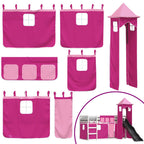 Etagenbett mit Rutsche und Gardinen Rosa 90x190 cm
