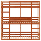 Dreifach-Etagenbett Wachsbraun 80x200 cm Massivholz Kiefer