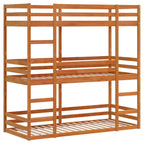 Dreifach-Etagenbett Wachsbraun 90x190 cm Massivholz Kiefer